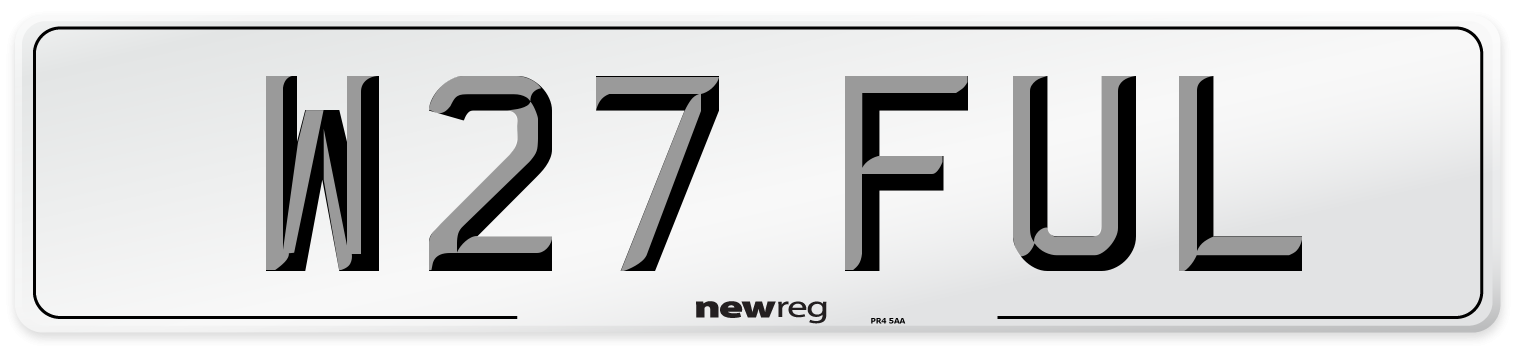 W27 FUL Number Plate from New Reg